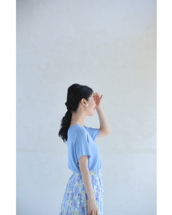 パステルカラーのベーシックニットカットソートップス