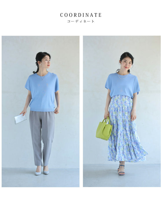 パステルカラーのベーシックニットカットソートップス