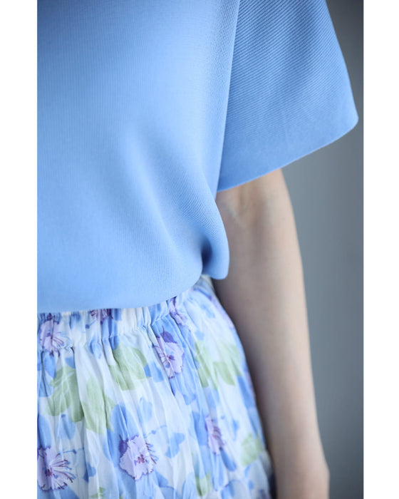 パステルカラーのベーシックニットカットソートップス