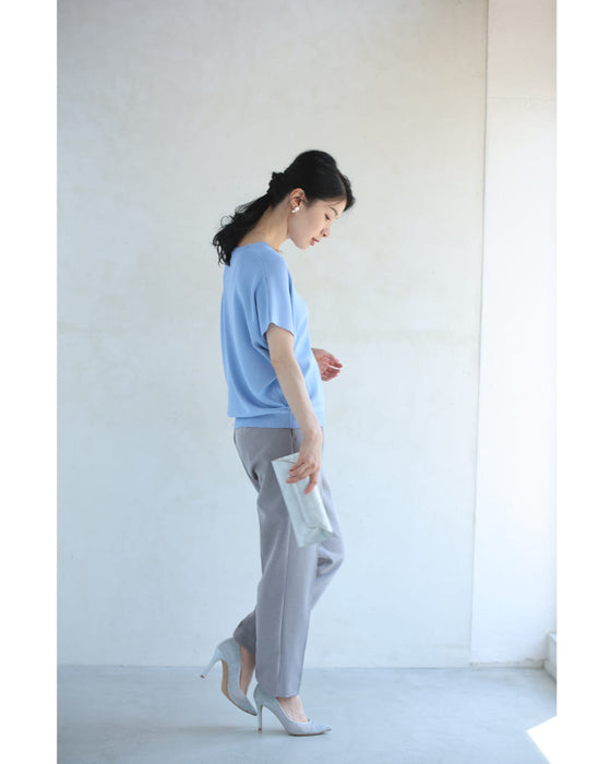 パステルカラーのベーシックニットカットソートップス