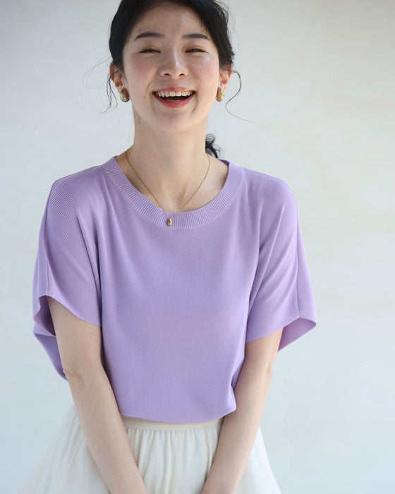 パステルカラーのベーシックニットカットソートップス