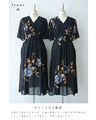 【アウトレット返品交換不可】凛とした黒のバラ画ミディアムワンピース