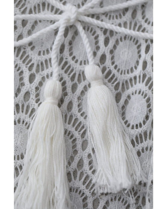 縁取りポンポンのサークルレースカーディガン