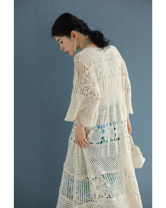 重ねて可愛いクロシェミディアムワンピース