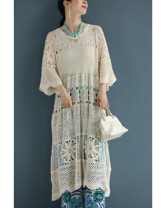 重ねて可愛いクロシェミディアムワンピース