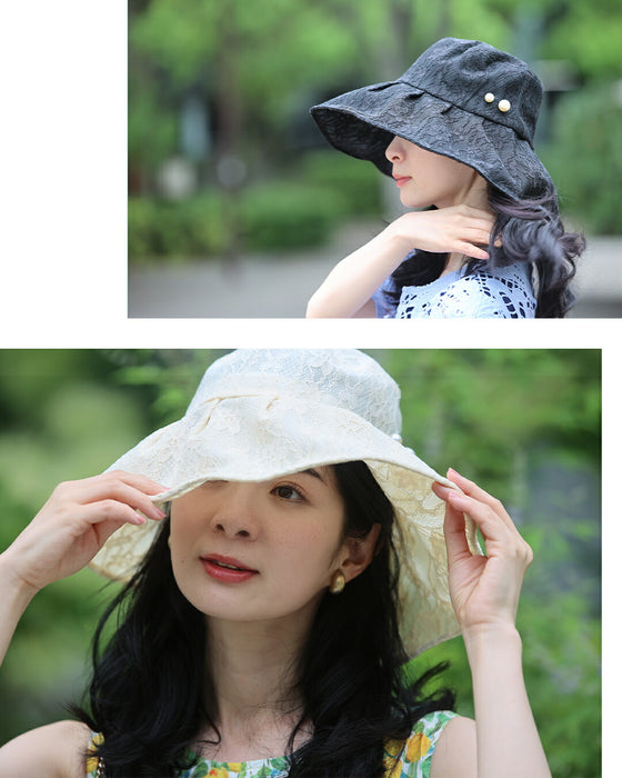 おしゃれに日差し除け 総レース帽子