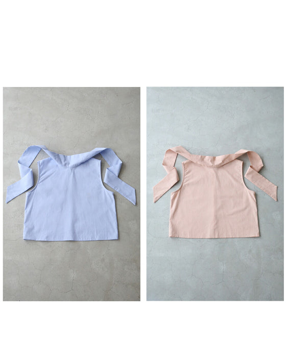 パステルカラーのネックタイカットソートップス