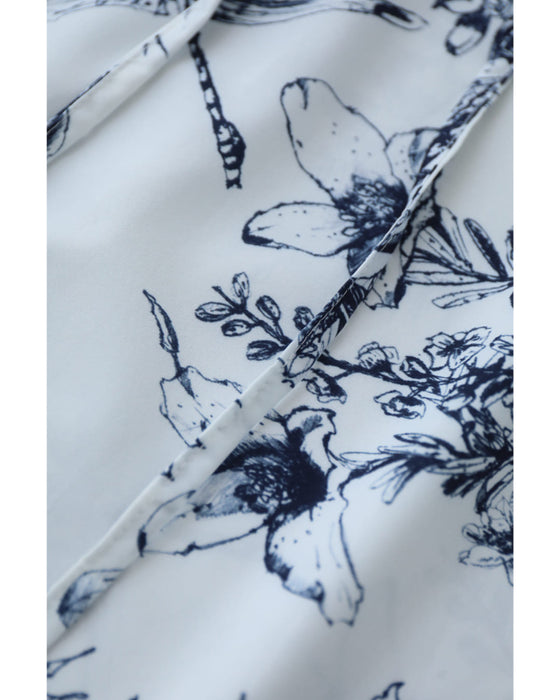 ボタニカルな世界広がるフレア袖エレガントロングワンピース