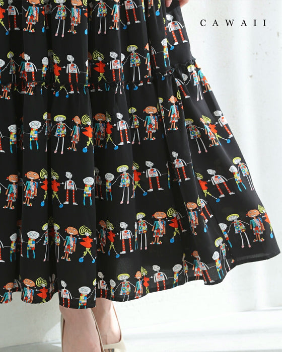 ファニーなお絵かきガーランドミディアムスカート