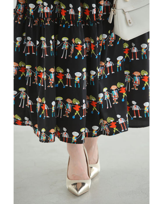 ファニーなお絵かきガーランドミディアムスカート