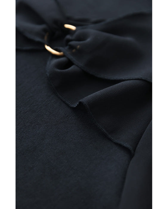 リボンデザインベールのシアー袖ブラウストップス