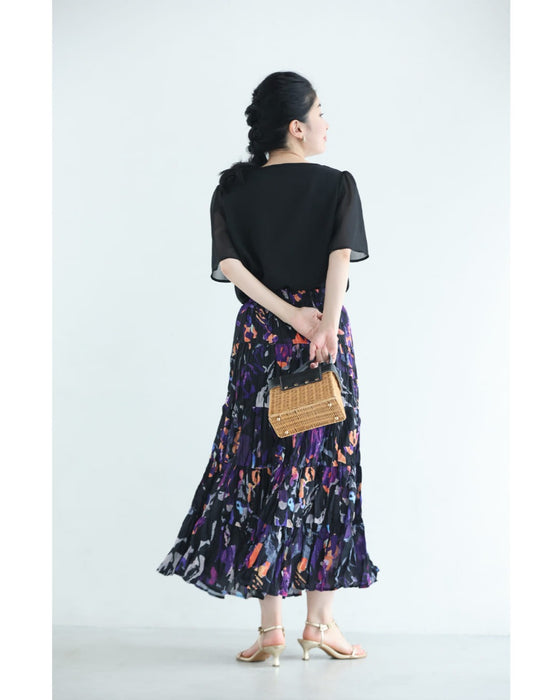 リボンデザインベールのシアー袖ブラウストップス