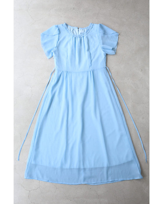 澄み渡る空色ブルーのシアーベールミディアムワンピース