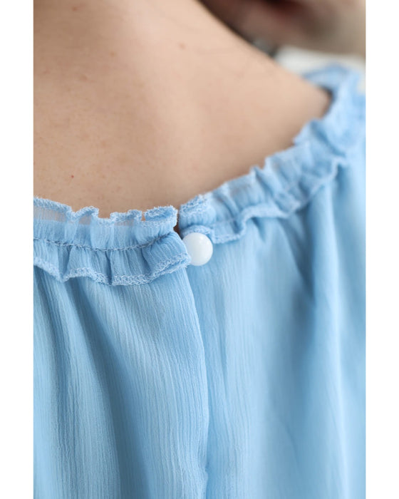 澄み渡る空色ブルーのシアーベールミディアムワンピース