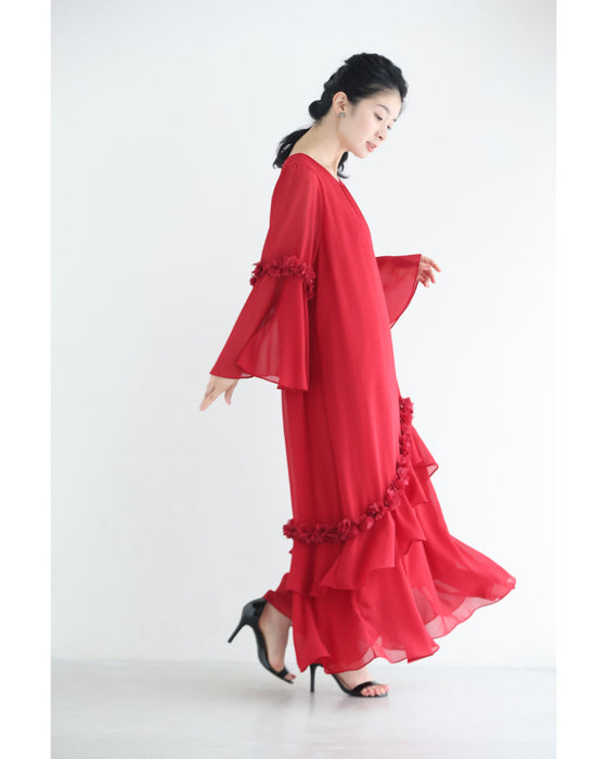 theory フリル デザインワンピース レザーワンピース レーヨン ラム革 LAGUA GEM | NECK RIB NYLON MIX ワンピース (ワンピース(ミニ