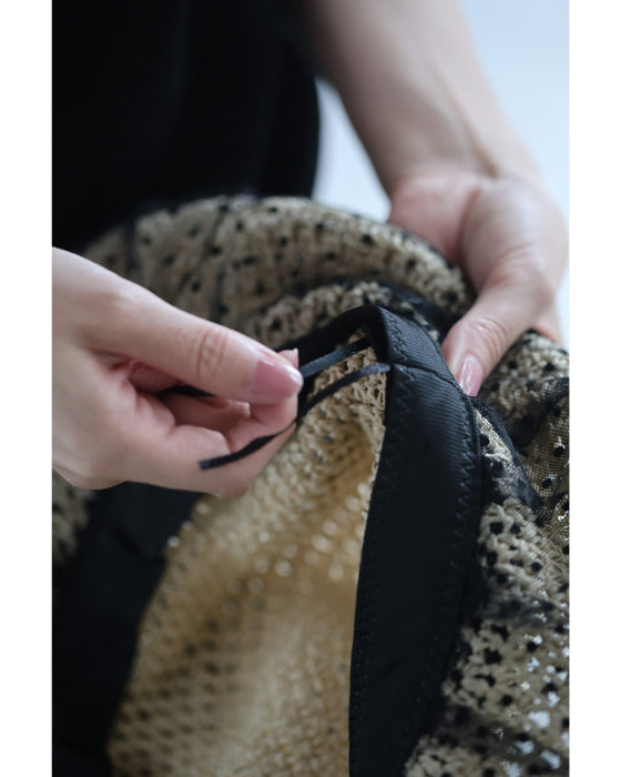 ドットチュールベールの麦わら風ハット