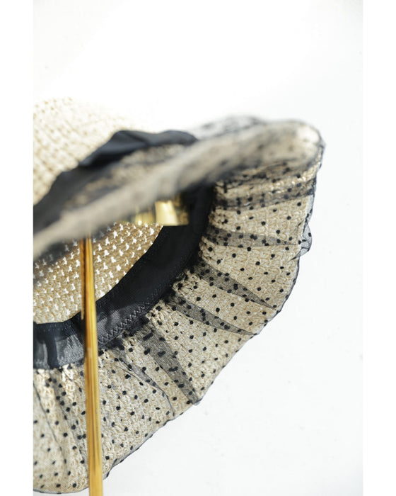 ドットチュールベールの麦わら風ハット