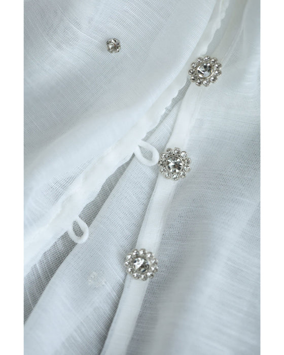 ビジューの粒が降り注ぐふんわりバルーン袖シアーロングワンピース(インナー、リボン付き)