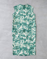 さらり心地よい南国リーフ柄コクーンシルエットワンピース(リボン付き)