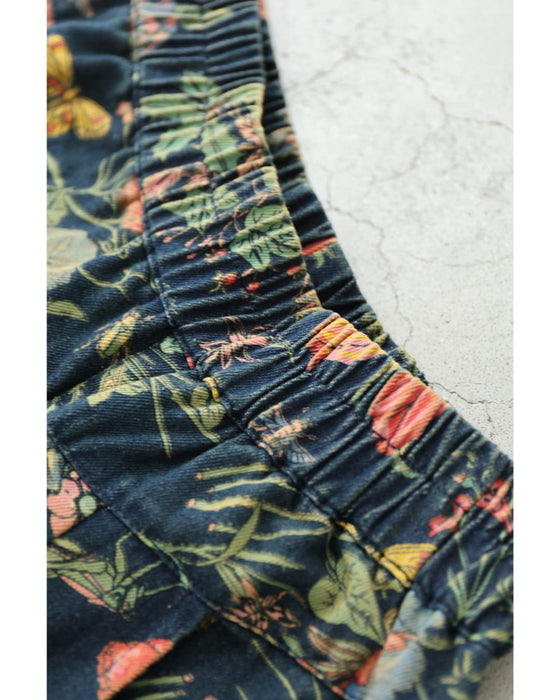 四季を彩る花画デニムワイドパンツ