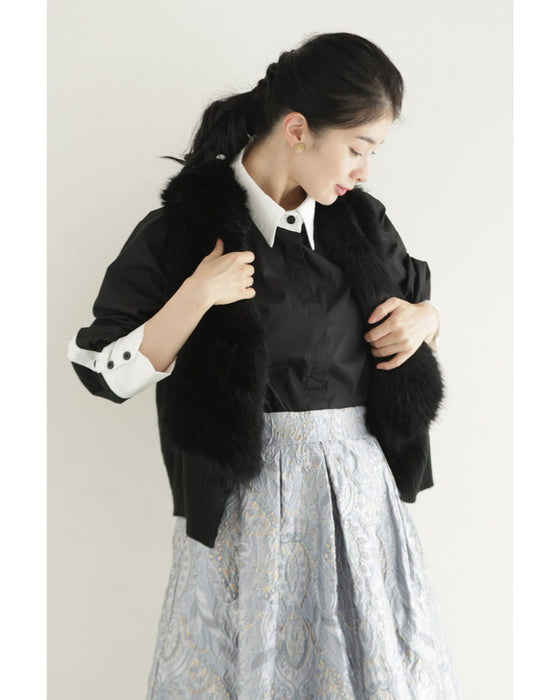 白黒のコントラスト引き立つバイカラーロングシャツチュニック