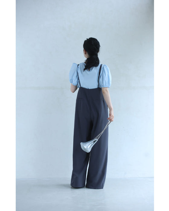 パフスリーブカットソーとサロペットの2点セット【set】