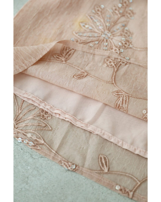 朝露スパンコール煌めくお花のシェルネックブラウストップス