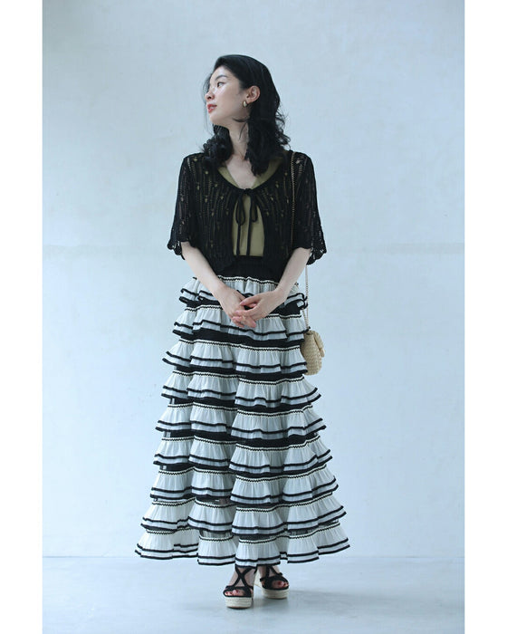 たっぷりデコレーションフリルロングスカート