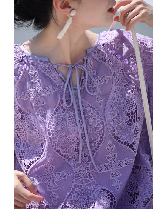 美しさ際立つ華やぎレースロングワンピース