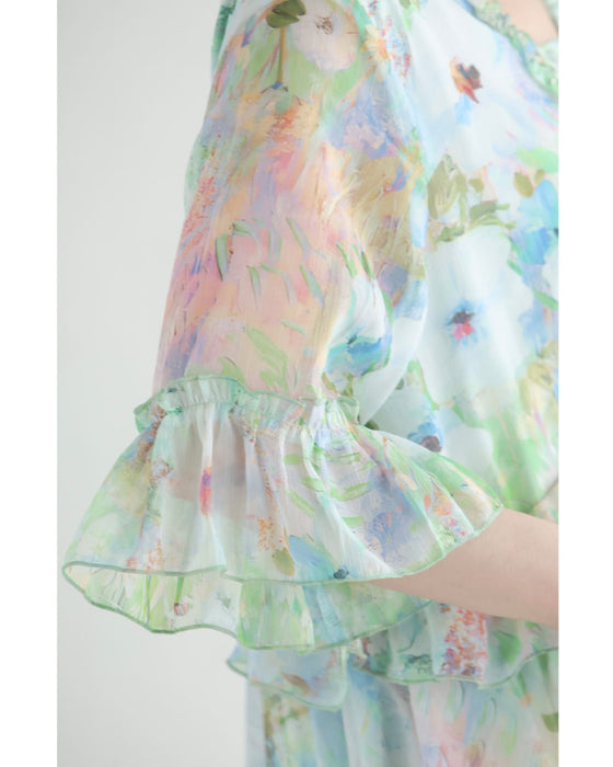 日差しに揺れる花の陽だまりミディアムワンピース