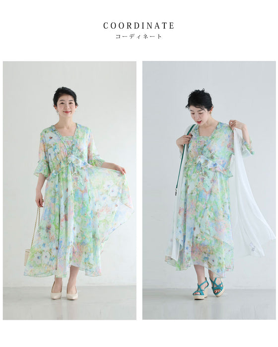 日差しに揺れる花の陽だまりミディアムワンピース