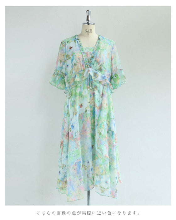 日差しに揺れる花の陽だまりミディアムワンピース