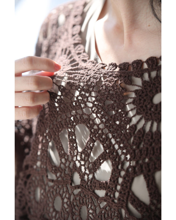 柔らかなクロシェカットソーとスカートの2点セット【set】