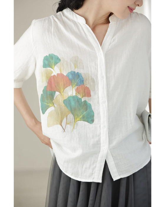 色づくイチョウの着心地柔らかなシャツトップス