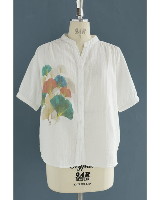 色づくイチョウの着心地柔らかなシャツトップス