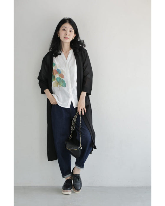 色づくイチョウの着心地柔らかなシャツトップス