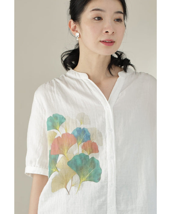 色づくイチョウの着心地柔らかなシャツトップス