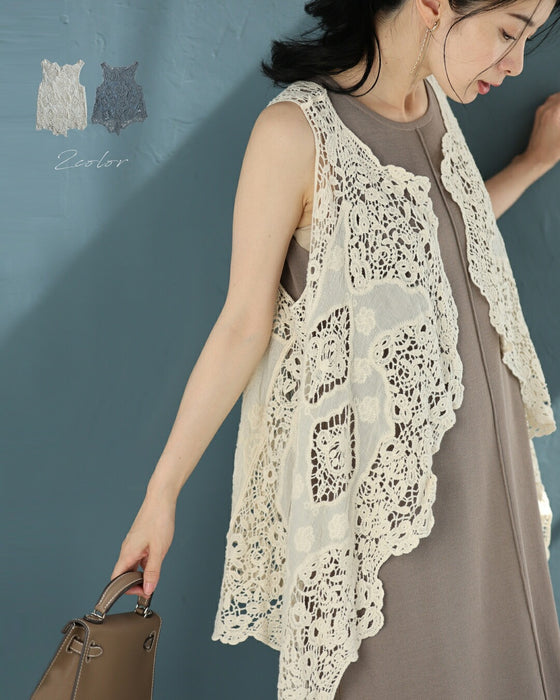 軽やかにプラスする装飾クロシェジレベスト