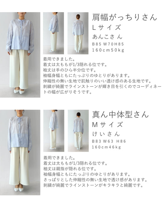 ペイズリー浮かぶパンチングレースシャツトップス