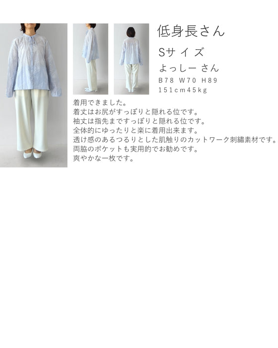 ペイズリー浮かぶパンチングレースシャツトップス