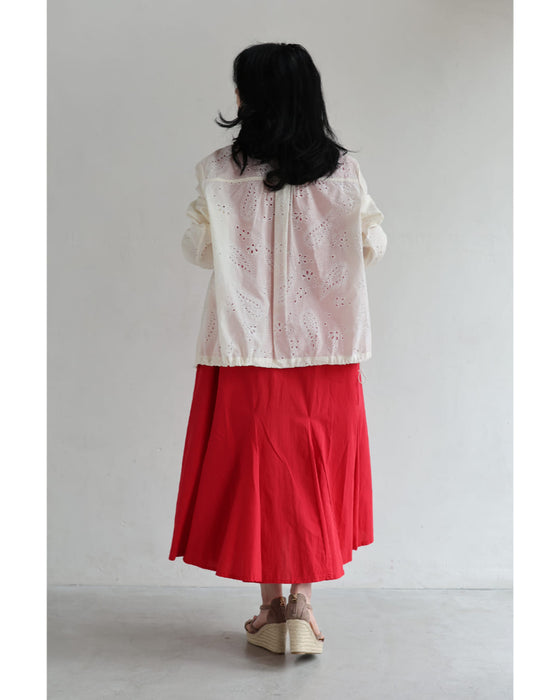 ペイズリー浮かぶパンチングレースシャツトップス