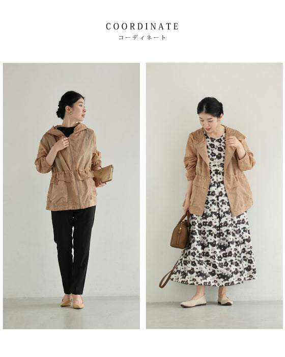 細やかな花刺繍のフード付きシアーブルゾン