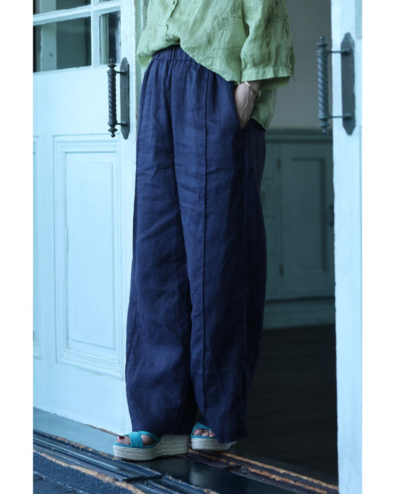 センターラインの涼しいリネンワイドパンツ