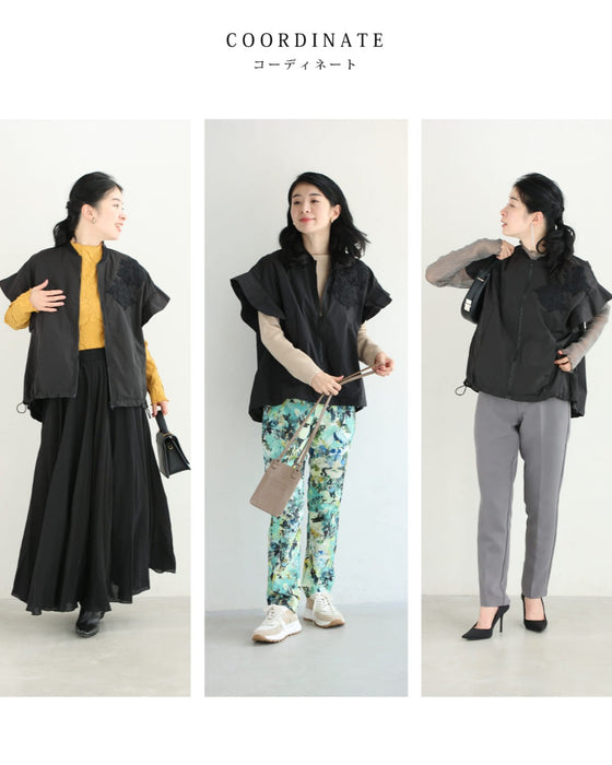 花咲くワッペンのフレア袖ブルゾン