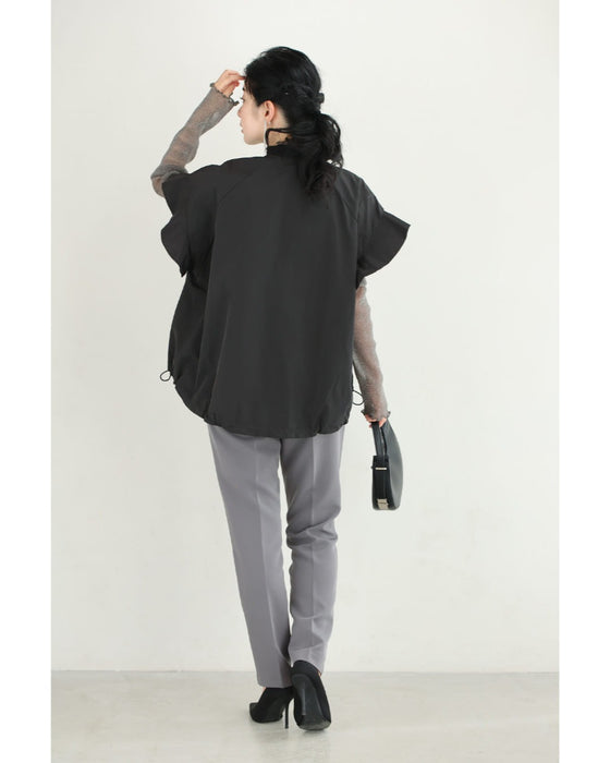 花咲くワッペンのフレア袖ブルゾン