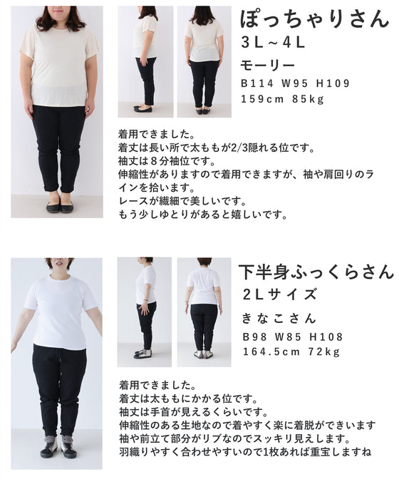 細やかレースのカーブラインガウンカーディガン
