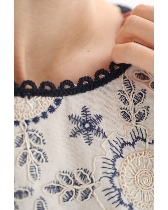 華刺繍ブラウスとロングスカート2点セット【set】