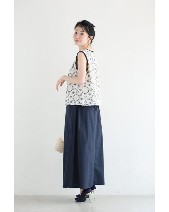 華刺繍ブラウスとロングスカート2点セット【set】