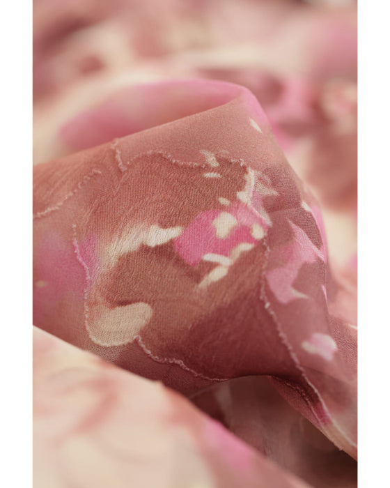 色が滲む花咲くシアーロングワンピース(リボンベルト付き)