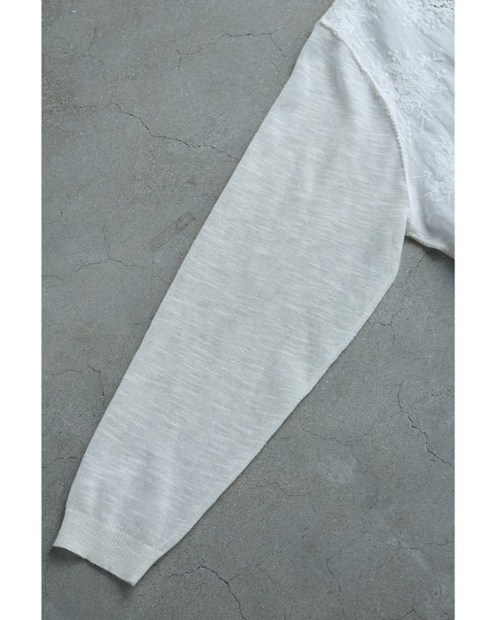 雅なレースが流れる刺繍シアーカーディガン